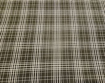 2 yards: Homespun dark green plaid fabric, 100% cotton