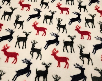 Reindeer FLEECE fabric, 1.5 yards, precut