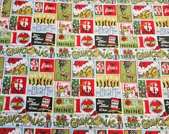 Grinch Days Christmas Fabric, priced by the yard, 100% cotton