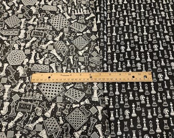 Chess pieces and board fabric, last 2 pieces sold as a set, 100% cotton