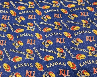 Kansas University Jayhawks NCAA fabric, priced by the yard, 100% cotton