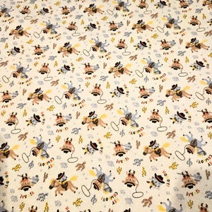 Cowboy Mouse FLANNEL fabric is priced by the yard and is 100% cotton material