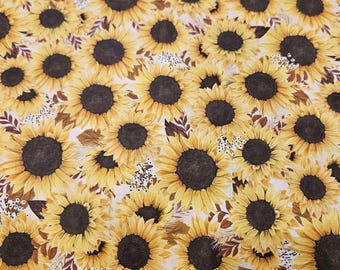 Sunflowers fabric, priced by the yard, 100% cotton