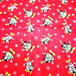 Disney&#39;s Mickey Mouse Christmas festive Red material by the yard and 100% cotton