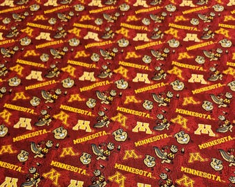 Minnesota Beavers NCAA fabric, priced by the yard, 100% cotton