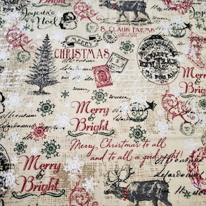 1 yard 28&quot; Old Fashioned Christmas Material 100% Cotton