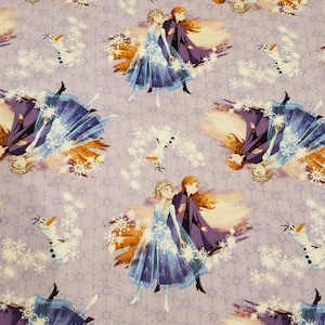 Disney&#39;s Frozen princess material is sold by the yard and is 100% cotton fabric