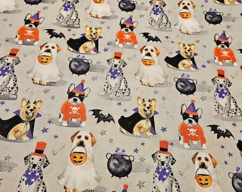 Halloween Dogs Fabric: 100% Cotton Costume Print