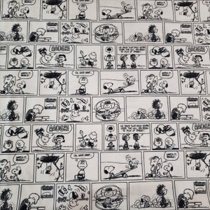 Peanuts Comic Strip Material is sold by the Yard and is 100% cotton fabric