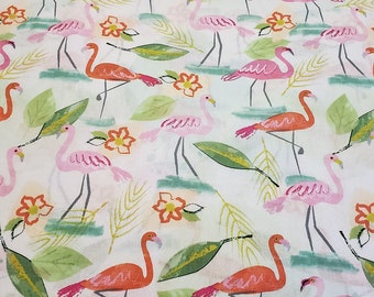 Pastel Flamingo material is sold by the yard and is 100% cotton fabric