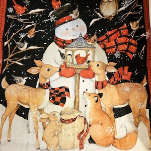 Christmas Panel Snowman and friends Panel is 100% cotton and measures 35&quot; by 45&quot;