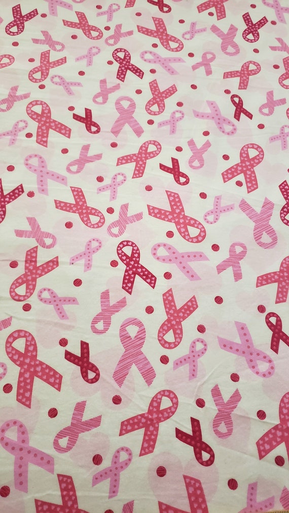 Breast Cancer Awareness FLANNEL material by the yard 100% Cotton