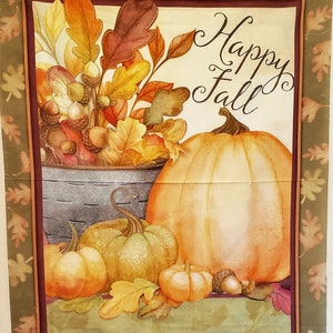 Happy Fall extra large Thanksgiving Fabric Panel is 100% Cotton