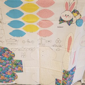 Easter Bunny Basket fabric Panel material is 100% cotton