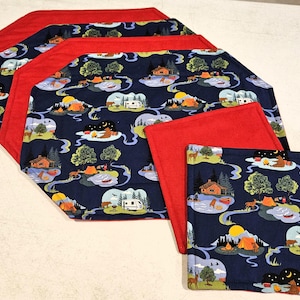 Camping placemats and potholders set of 4 and 2