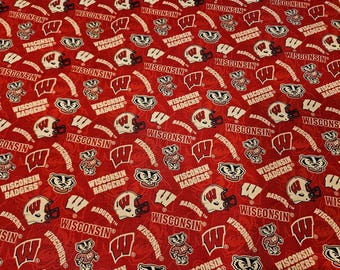Wisconsin Badgers fabric, priced by the yard, 100% cotton