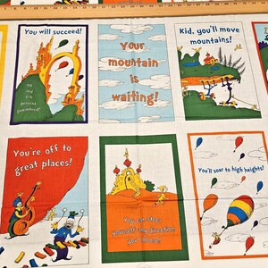 Dr. Seuss's Oh the Places You'll Go Buchcover und Buchseiten Stoff besteht aus 100% Baumwolle