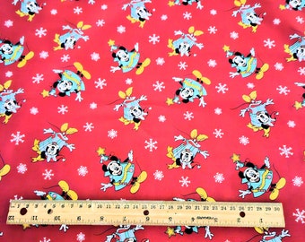 Disney's Mickey Mouse Christmas festive Red material by the yard and 100% cotton