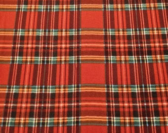 Red Tartan FLEECE fabric, priced by the yard, 59/60" width
