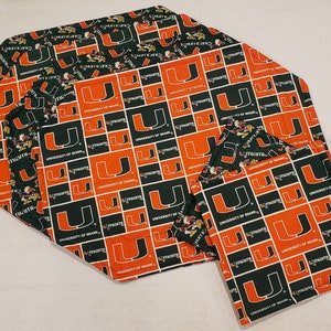 University of Miami Hurricanes Placemats and Potholder sets, 4 and 2