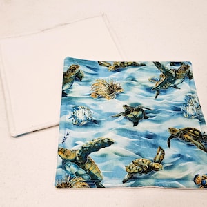 Sea Turtles potholders with white on reverse side, set of 2 potholders
