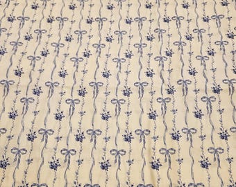 Blue Bows Calico fabric, priced by the yard, 100% cotton