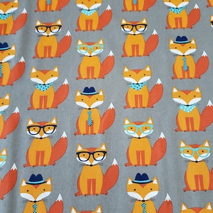 Fox woodland creatures Material is sold by the yard and is 100% cotton