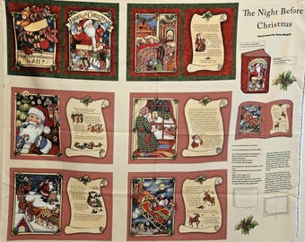 Christmas Book fabric panel: The Night Before Christmas, 100% cotton