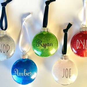 Personalized Glitter Ornaments | Glitter Name Ornaments | Christmas Glitter Ornaments | Christmas Name Ornament | Colorful Ornament Set