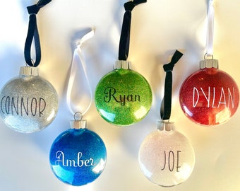 Personalized Glitter Christmas Ornament | Shatterproof Name Ornament