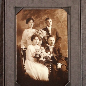 Wedding Photo - Vermont - Bride, Groom, Best Man Maid of Honor - 1900 - Vintage - FREE SHIP