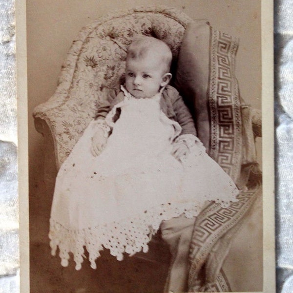 Child Cabinet Photo -Baby - 1910 - Vintage Lace Gown - Pennsylvania FREE SHIP