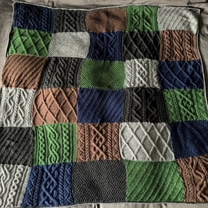 Knitting Pattern - Celtic Cable Knit Blanket, Patch Blanket, Cable Throw, Cozy Winter Blanket