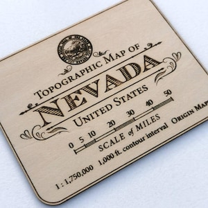 Nevada Wooden Map Art Gift Unique Topographic Contour 3D State Map