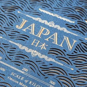 Reisen Japan Momento | Geographische Karte von Japan | Künstlerische Innendekoration und Geschenk