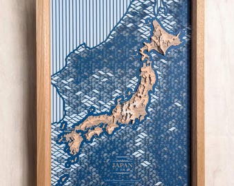 Niseko Japan Ski Map, Annupuri Iwaonupuri Hanazono Relief, Handmade Carved Lodge Contour Art, Gift for Him Decor