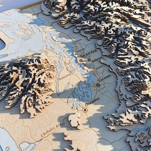 Washington 3D Geographie Karte | Olymp Wanderung | Mikrones Geschenk für ihn