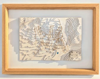 3D Wooden Map, Aspen Snowmass Ski Resort Ajax Highlands Buttermilk Relief, Framed Contour Wall Art, Lodge Gift