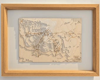 Niseko Japan Ski Map, Annupuri Iwaonupuri Hanazono Relief, Handmade Carved Lodge Contour Art, Gift for Him Decor