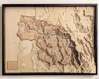 Wagga Wagga LGA Wood Map, Murrumbidgee Willans Hill Lake Albert Relief, Handmade Contour Art, Housewarming Gift