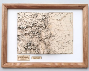 Colorado Mountain Trails Wooden Relief Map | Hiker's Wall Art For Nature Lover | Colorado Travel Gift