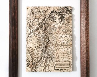 Badlands Topographic Wooden Map | Theodore Roosevelt National Park Art