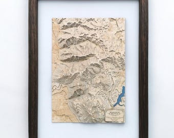 Wasatch Wood Map Art, Lake Blanche Twin Peaks Pfeifferhorn Utah, Handmade Laser Cut Wall Piece, Anniversary Gift