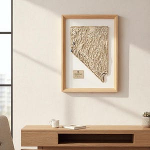 Nevada 3D houten topografische contourkaartkunst Uniek jagerscadeau