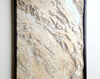 Raised Relief Map, Napa Valley California 3D Topographic Wood Wall Art, Framed Laser Cut Map, Wine Country Gift