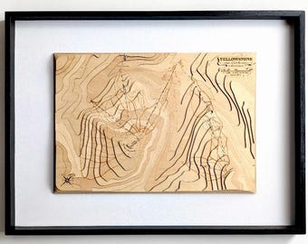 Yellowstone Club Ski Resort 3D Wooden Map, Montana Pioneer Mountain Relief, Framed Contour Art, Luxury Gift Decor