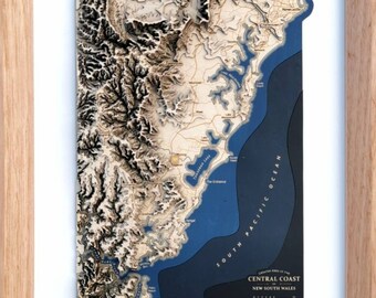Central Coast Gift Map Topographic Contour Wooden Unique Art Newcastle