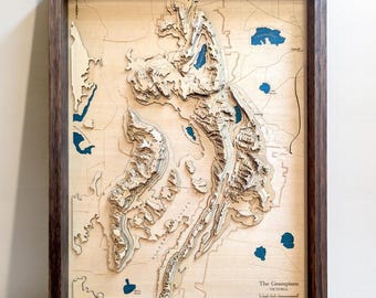 Grampians National Park Wood Map, Mount William Pinnacle Abrupt Relief, Handmade Contour Art, Hiking Gift Decor