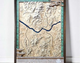 Seoul 3D Holzkarte | Topographische Südkorea Wandkunst | Ungewöhnliche Innendekoration