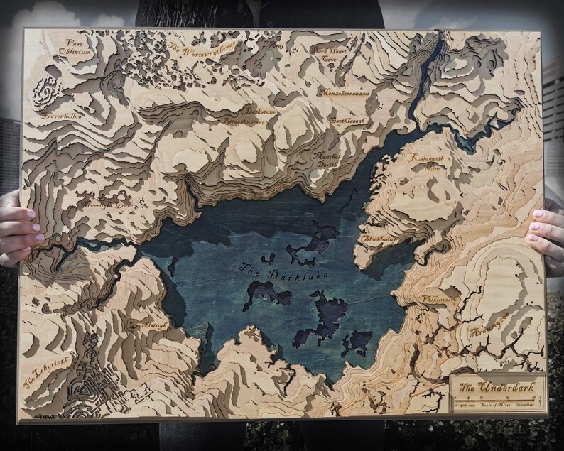 Underdark Dungeons & Dragons Darklake Fantasty Topographic Map - Etsy